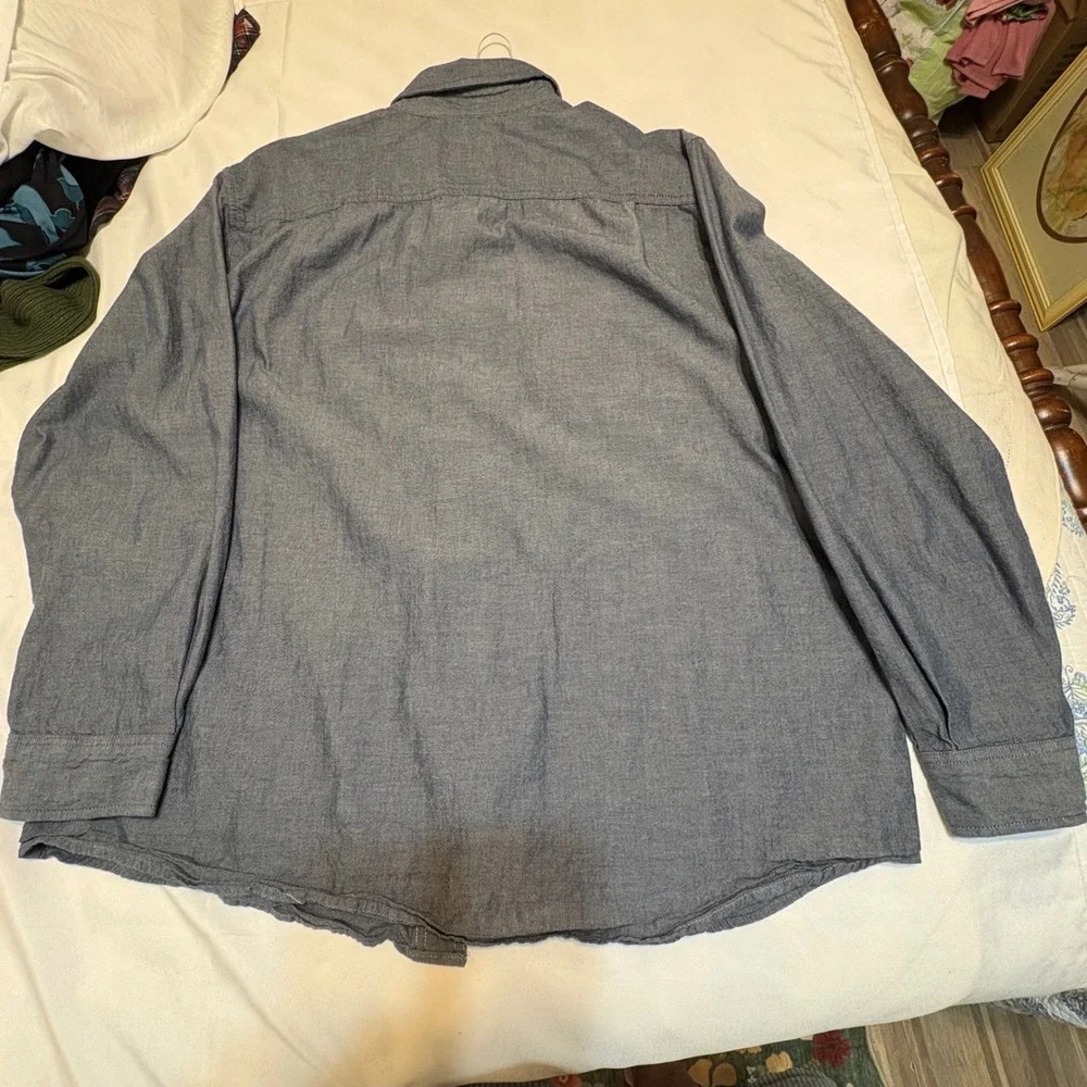 Carhartt Mens Loose Fit Blue Chambray Button Down Work Shirt XL